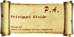 Privigyei Alvián névjegykártya